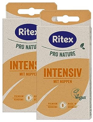 Ritex Pro Nature Intensiv Kondome - natürlich genoppt - vegan, nachhaltig, Made in Germany, 16 Stück