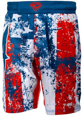 KO Sports Gear Wrestling Shorts for Men and Boys, 4-Way Stretch Grappling Shorts with Split-Leg Design and Adjustable Waist for MMA, BJJ, Jiu-Jitsu, Muay Thai, USA, Youth L, 26 Inch Waist