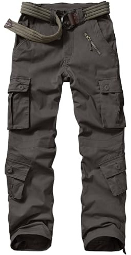 Jessie Kidden - Pantaloni tattici da donna, in stile militare, mimetici, cargo, da lavoro, con 8 tasche, orlo regolabile, in tessuto ripstop, per escursionismo, pesca, attività all'aperto, Grigio, 36