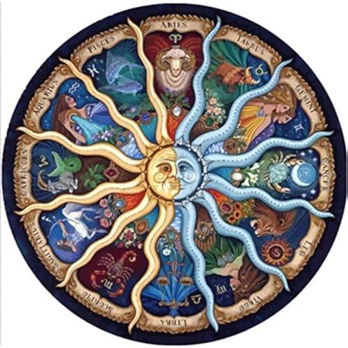 Kit de peinture diamant 5D pour adultes ou enfants, signes du zodiaque, astrologie, soleil, peinture par numéro, décoration murale d'intérieur 30 x 30 cm