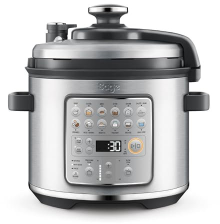 Sage - The Fast Slow Go - Schnellkochen, Langsamkochen, Sautieren, Dämpfen, Schmoren, Risotto machen - Gebürsteter Edelstahl