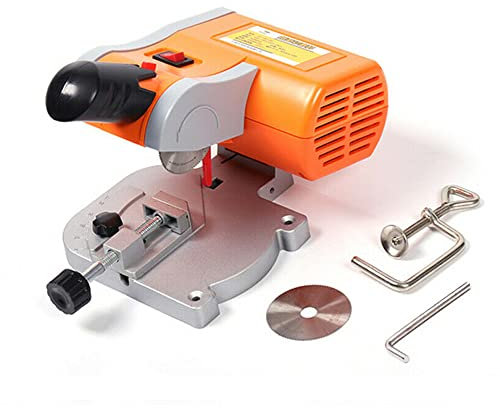 Art Craft Mini Cut Off Machine Mitre Saw 220V Mini Bench Top Cut-Off Saw Set 45° Miter 2 Blade for Metal Wood Cutting
