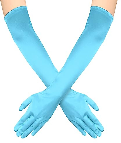 Långa Handskar Dam, 52cm Långa Satinhandskar Stretchiga 1920 Handskar Operahandskar Handvård Fuktgivande Handskar för Kvinnor Tjejer Festdans På Kvällen