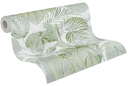 Livingwalls 393554 Papier peint intissé Motif jungle Vert/blanc/gris/doré 10,05 x 0,53 m Fabriqué en Allemagne