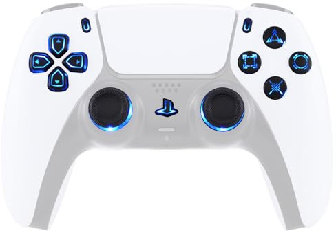 eXtremeRate 7 Colors 9 Modes Luminated Dpad Thumbsticks Share Home Face Buttons for PS5 Controller BDM-030 040 050, Black Classical Symbols Buttons DTF V3 LED Kit - NOT A CONTROLLER