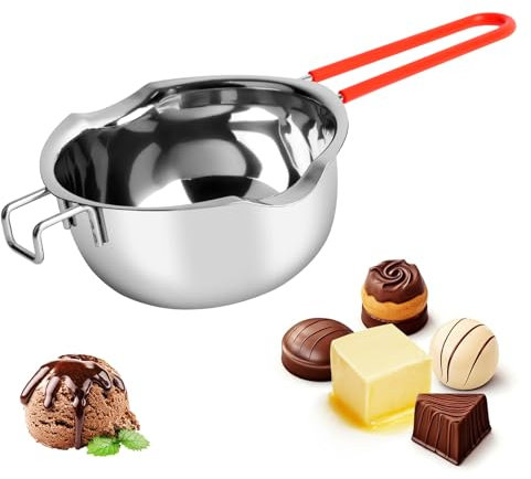 UKOFEW Bagnomaria in Acciaio Inox,600ml Ciotola per Bagnomaria,Ciotola di Fusione,Universal Double Boiler Beccucci per Far Fondere Cioccolato, Burro, Caramelle, Formaggio