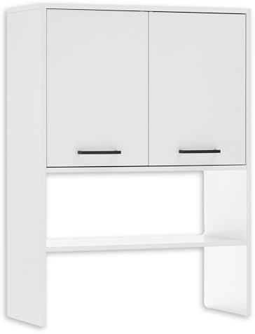 Stella Trading NERJA Lavadora, Color Blanco – Armario Superior para Espacio de Almacenamiento Adicional en el baño y lavandería, Madera de ingeniería, Schrankaufsatz