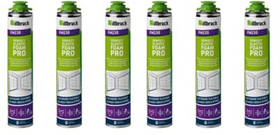 FM230 Lot de 6 mousses de construction pour fenêtres et façades PLUS - Mousse de montage pour fenêtres et façades - Haute isolation acoustique - 750 ml - Kit combiné (sans nettoyant/sans pistolet à