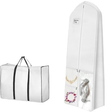 Abiyou Borsa Abiti da Sposa, Borsa Porta Abiti Lungo, Traspirante Custodia Porta Abiti, Copriabiti Antipolvere, Borsa per Abiti da Sposa, Custodie per Abiti Lunghi, per Abiti da Sposa, Abiti(Bianco)