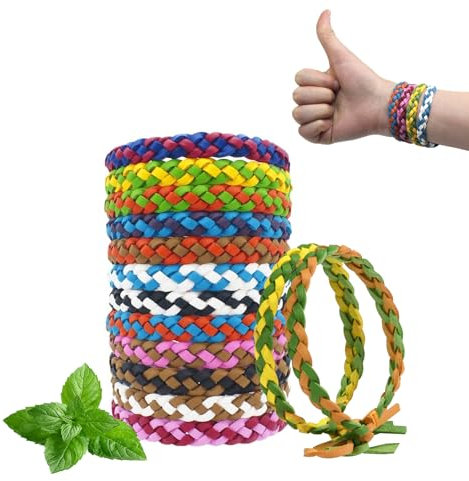 KUIRUNRX® Pulsera antimosquitos protección Natural contra Insectos, ajustables, para Interiores y Exteriores (12 Unidades)