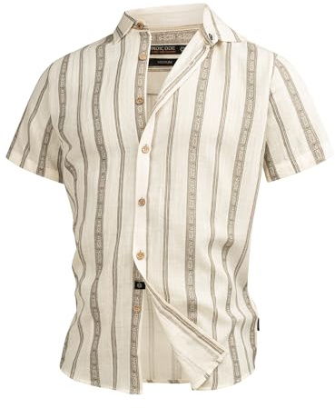 Indicode Camisa de manga corta INKiss para hombre con cuello Kent | Camisa de hombre a rayas de manga corta