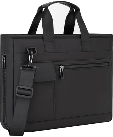 jooeer Bolsa Portátil 15,6 16 Pulgadas con Bandolera, Maletín Computadora Resistente al Agua para Hombres Mujeres Oficina Viaje, Negro