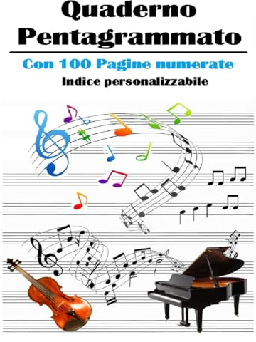 Quaderno di musica Pentagrammato: Indice personalizzabile per organizzare le composizioni.100 pagine e 10 pentagrammi a pagina. Spartito musicale ... musicali - Idea Regalo per bambini e adulti