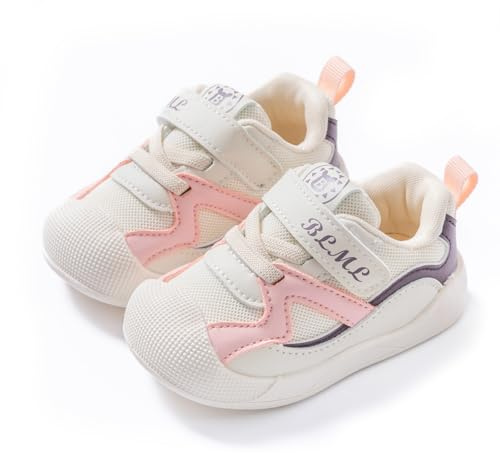 TootyTots Chaussures d'apprentissage pour bébé garçon et fille - Chaussures de sport légères avec semelle en caoutchouc antidérapante - Respirantes - Semelle souple - Large espace pour les orteils