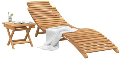 vidaXL Transat 2 pc Bois de Teck Massif Marron