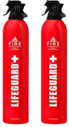 LIFEGUARD Aerosol Fire Extinguisher Spray - Non-Toxic, Eco-Friendly Fire Suppressant for Home, Kitchen, Car & Office, Compact, Easy-to-Use Design with 10-Year Shelf Life (Pack of 2)