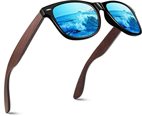 CGID Sonnenbrille Herren Damen Polarisiert Bambus Brillengläser CAT3 CE mit UV400-Schutz für Angeln Fahren