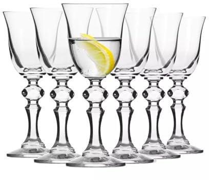 Krosno Vodka Shots Trinkgläser | 6er Set | 50 ml | Krista Collection | Cocktailgläser Likörglas Brandy Whisky Gin | Haus Bar Events & Küche | Spülmaschinenfestes Kristallgeschenk Set