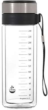 tea4chill Matcha-Shaker MATCHAquick: Teeflasche aus Glas für die schnelle Matcha Tee Zubereitung ohne Besen. Thermoflasche für Daheim oder im Büro.