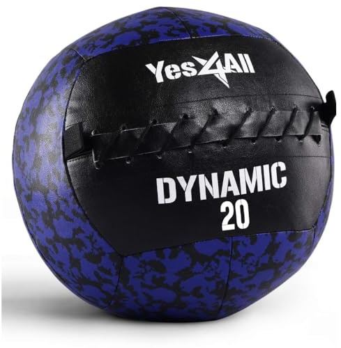 Yes4All B42T 9 kg Dynamic Wall Ball/Soft Medicine Ball, Wall Med Ball for Full Body Workout and Strength Exercise, Camuflaje azul marino