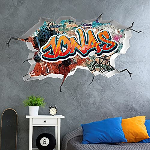 tjapalo® vr156 3D Wandtattoo Graffiti Name Wandaufkleber Kinderzimmer Junge wandtattoo Teenager Cool Wandtattoo Kinderzimmer Name, Größe: B64xH37cm