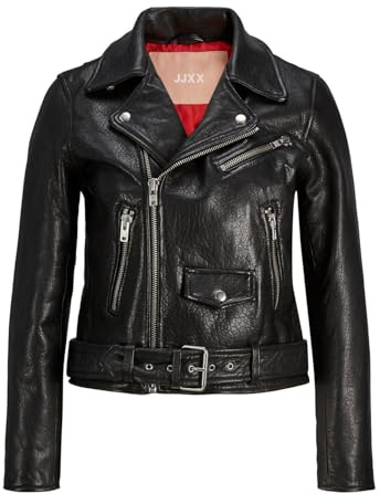 JJXX Jxholly Leather Biker Jkt Noos Chaqueta de Cuero, Negro, S para Mujer