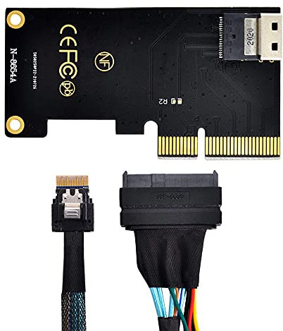 Xiwai PCI-E 3.0 4.0 auf SFF-8654 Slimline SAS-Kartenadapter und U.2 U2 SFF-8639 NVME PCIe SSD-Kabel für Mainboard-SSD