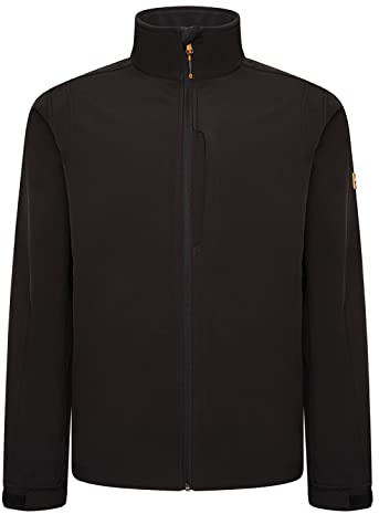 JCB Workwear - Trade Softshell Jacket - Fleece Jacket Mens Full Zip - Zipped Side Pockets - Adjustable Hem & Cuffs - Polyester - Black - Size XXL