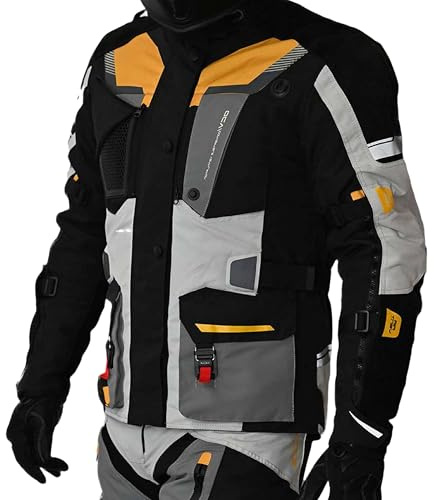 Mycl Turell TransAlpin HighPro 2in1 Motorradjacke Herren mit Protektoren - All Season Motorrad Jacke - Fidlock Magnetverschluss - CE AA Sympatex wasserdicht - Sicher & Komfortabel (XL, Grau-Orange)