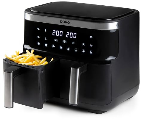 DOMO DO537FR Doppel Heißluftfritteuse - 2 x 4 L - Touchscreen mit LCD-Display - 8 automatische Programme - 2850 W
