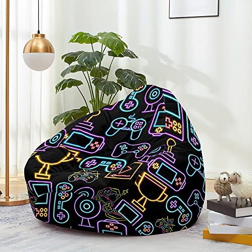 FANSU Pouf Poire Sans Remplissage Pour Enfant Ado Adulte, 3D Plateau-Jeu Salon Chambre, Housse Sac Haricots Polyvalent de Rangement (90x110cm, Lumière Bleue)