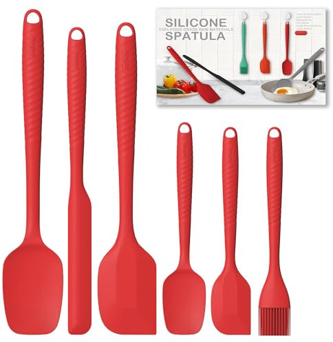 Dauerhafte Garantie Silikonspatel, 6er-Set, hitzebeständig, 600, Lebensmittelschaber zum Backen, Kochen, Mischen, Schaben, antihaftbeschichtetes Kochgeschirr, Küchenutensilien (Rot)