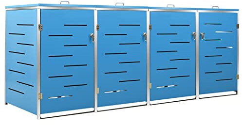 Bussandri Exclusive - Mülltonnenbox für 4 Tonnen 276,5x77,5x115,5 cm Edelstahl