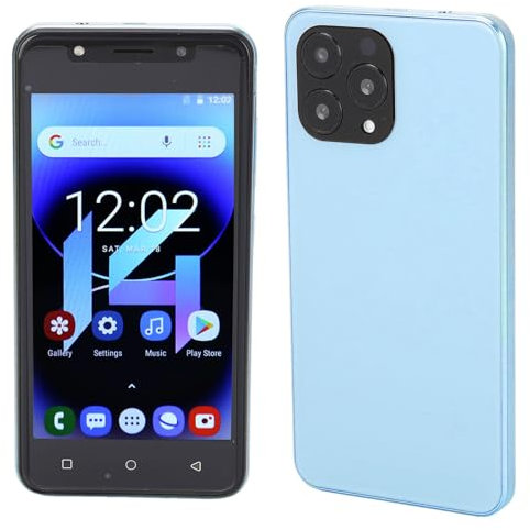 Téléphone Portable UHD 5 Pouces, Smartphone I14 Pro , 4 Go de 32 Go de ROM 3G Téléphone Portable déverrouillé, Appareil Photo 5MP + 8MP, 3500mAh, Face ID (Bleu)