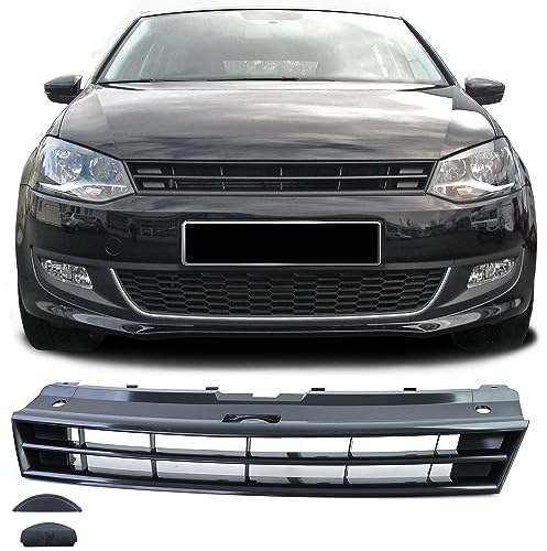Kühlergrill ohne Emblem Schwarz Glanz für VW Polo 5 6R 6C 09-17