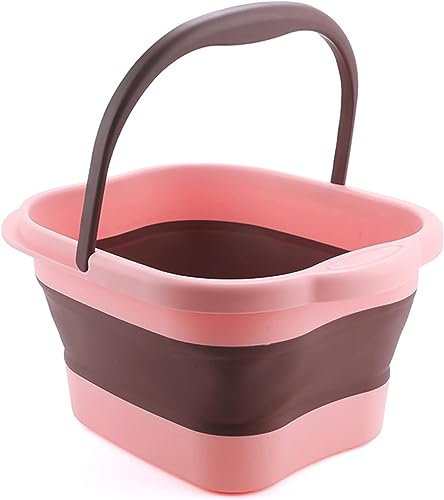 Faltbare Fußbadewanne, Fußbadewanne Kunststoff mit Massagerollen, Fußwanne Fussbadewanne mit Massage, Mit Griff Tragbares Fußmassage Blau, für Fußbad, Aufbewahrungseimer (Rosa)