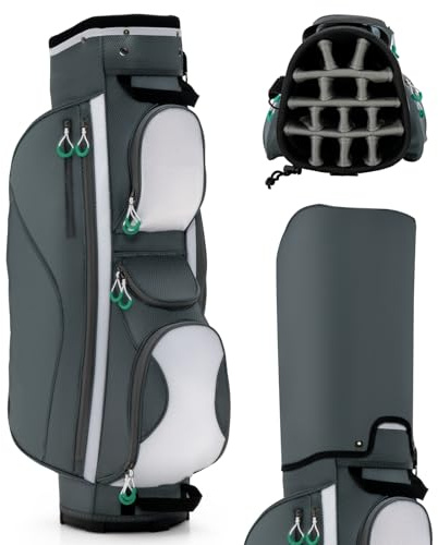 SPOTRAVEL Golf Cart Bag, Golf Club Bag with 14 Top Dividers, Cooler Bag, Shoulder Strap, Rain Hood and Umbrella Holder, Lightweight Portable Golf Bag for Men and Women