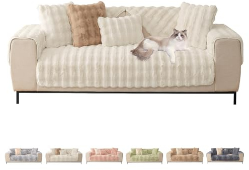 ShowyLive Funda Sofa Chaise Long, Fundas Universal para Sofa 1 2 3 4 Plazas Protector de Cubre Sofa- Súper Suave Antideslizante Antiarañazos para Perros Gatos (70 * 70 CM, Beige)