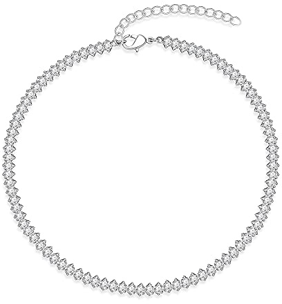 LILIE&WHITE Collana Tennis con Zirconi Cubici – Collana Dorata a Catena con Chiusura a T per Donna, Elegante Collana con Pendente per Ogni Occasione