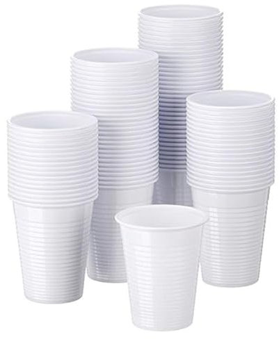 Generico Hermes Shop 1000 Bicchieri Plastica Bianchi 200 cc Bicchiere Polistirene Monouso per Acqua 10cf x 100 pezzi