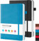FOCUS DAY Notizbuch A5 Liniert, 2er Pack (Blau und schwarz) Leder Notizblock Notizbücher, Hardcover Journal Buch mit 100 g/m² Premium Papier, Tagebuch für Erwachsene, 14.5 x 21.3 cm