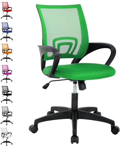 Office Chair, Desk Chair with Lumbar Support Arms, Adjustable Computer Chair with Breathable Mesh Backrest, Home Office Desk Chairs for Student, Adults, Study, Dorm, Comfortable Office Chair(Green)