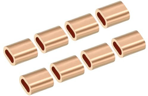 PATIKIL 1/8/3mm Filo Fune Crimpatura Anello Manicotto 25 Pacco Rame Singolo Ovale Foro Cavo Morsetti per Filo Fune Cavo Ghiera Oro