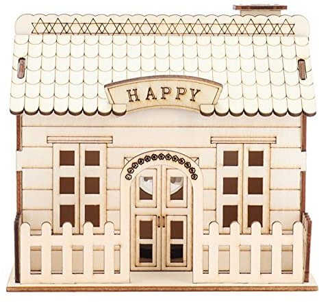 lyrlody Holzvilla Haus Sparschwein Geldbox, Holz Sparschwein Villa Sparschwein mit LED Licht, Geld aufbewahren, Geld sparen Holz Sparschwein Villa Sparschwein