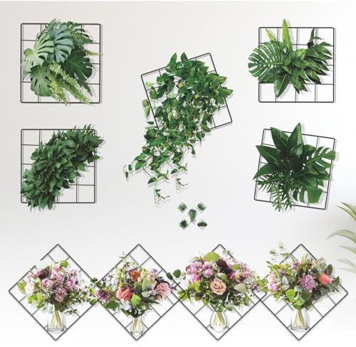 Keboyoe 10 Piezas Pegatinas de pared 3D con Plantas Verdes pegatinas de pared Hojas Verde Flores Adhesivos Pareds Pegatinas de Pared Autoadhesivas Decoración para Salón Dormitorio Baño