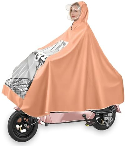 Msiud Poncho Antipioggia Con Cappuccio Mantella Pioggia Leggera Con Tesa, Cappotto Moto Impermeabile per Bicicletta Ciclismo Scooter Mantelle Adulti Bici Equitazione Escursionismo (colore arancione)