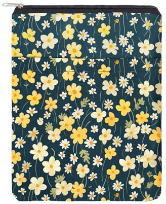 Copertina Del Libro NICENEEDED con Cerniera, Custodia per Libri con Custodia per Libri Flower Grass per Gli Amanti Dei Libri, Custodia Impermeabile per Copertina Libro con Tasca Frontale