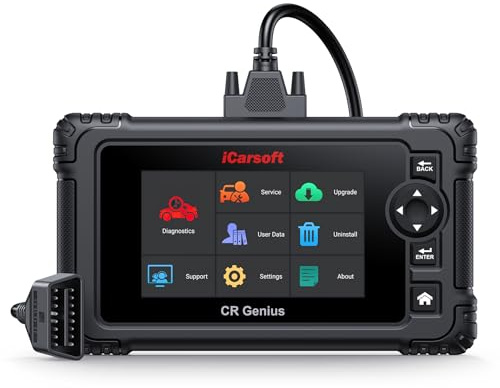 iCarsoft CR Genius OBD2 Scanner, Full System Car Diagnostic Tool with 9 Service Functions, Oil/EPB/BMS/ETC/SAS/DPF/ABS/INJ/TPMS, Bi-directional Test, Battery Test, Auto VIN, Lifetime No Charge Update