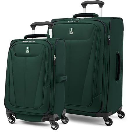 Travelpro Maxlite 5 Softside Expandable Luggage with 4 Spinner Wheels, Lightweight Suitcase, Men and Women, Forest Green, 2-Piece Set (21/25)