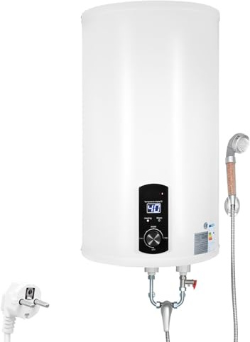 OUBUBY Chauffe-eau électrique 70 l - 2000 W 220 V - À suspendre au mur - Économie d'énergie - Puissance de chauffage - Chauffe-eau - Réservoir intérieur émaillé - Écran LED (70 l)